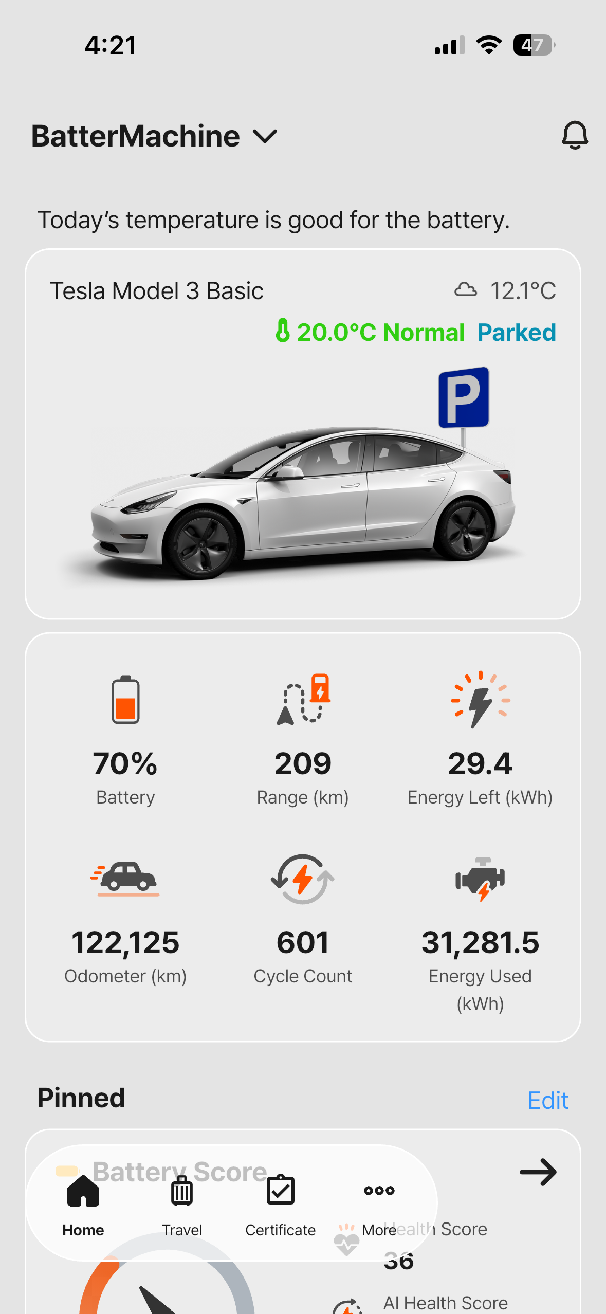 DR.EV app home screen